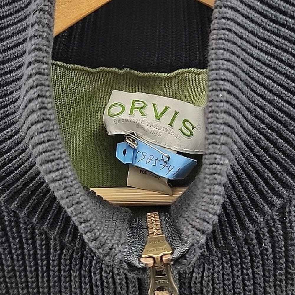 Orvis Mechanic's Foul-weather Vest Ribbed Knit Zip-Up Black SZ M - Picture 4 of 8